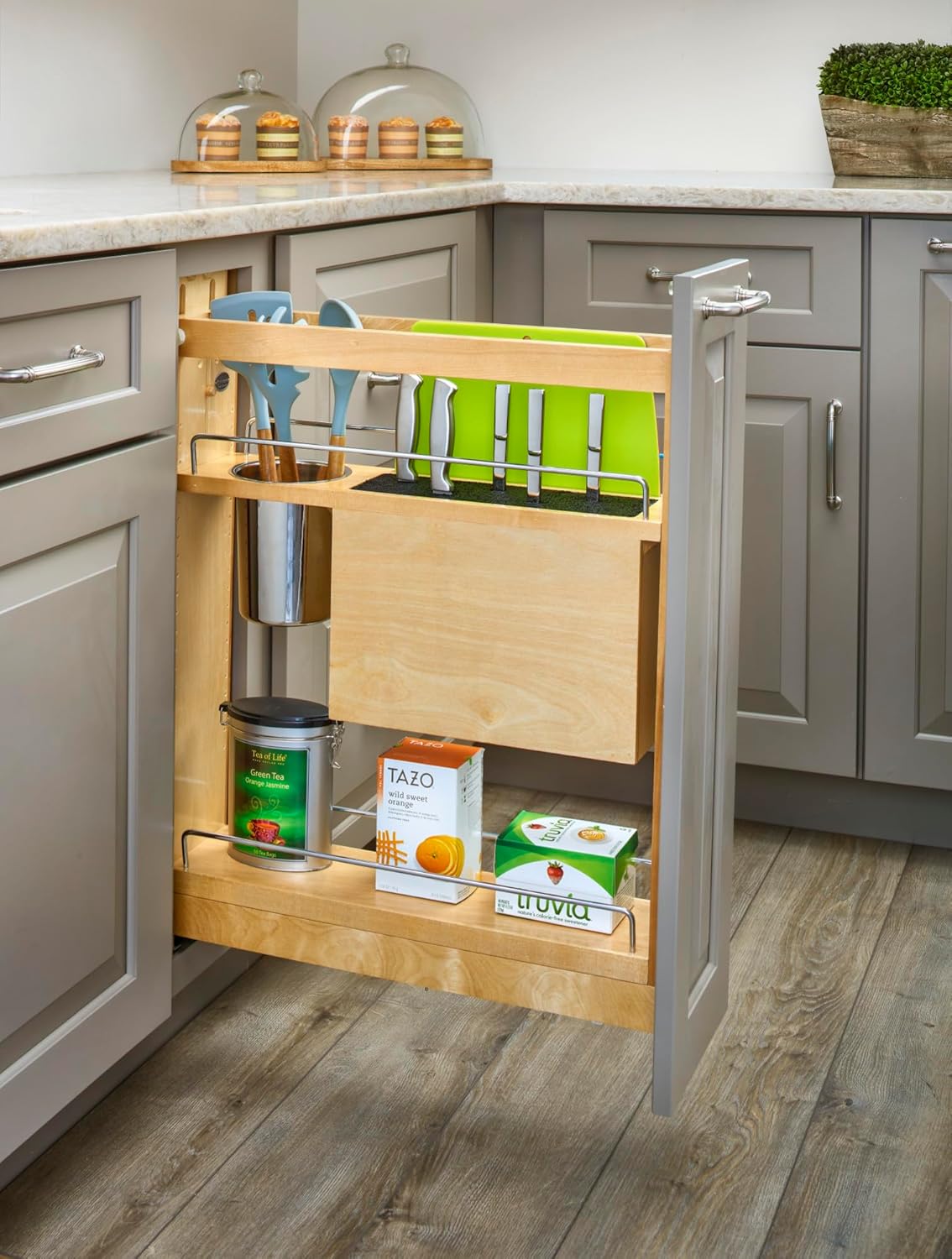 Rev-A-Shelf Wood Base Cabinet Knife Block Pull Out Organizer w/Soft Close