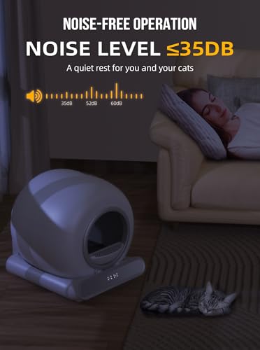 Self Cleaning Litter Box, 65L+9L Large Capacity Automatic Cat Litter Box Self Cleaning for Multiple Cats, Safety Protection/Smart App Control/Includes Liners & Mat