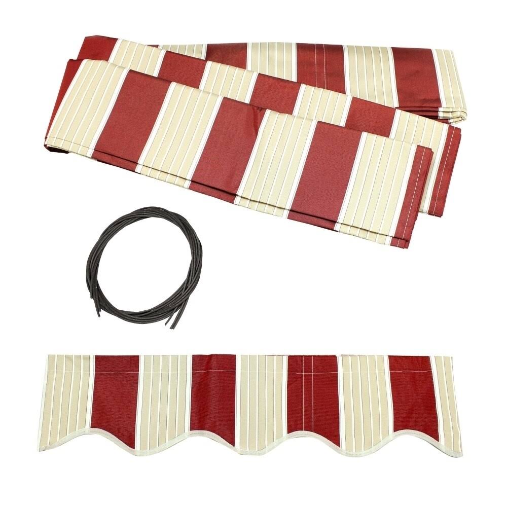 Aleko AWM20X10MSRED Retractable Motorized Patio Awning, 20& x 10&, Multi Stripe Red