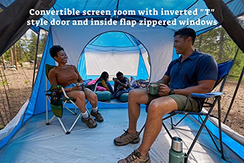 Wenzel Klondike 8 Person Water Resistant Tent with Convertible Screen Room for Family Camping
