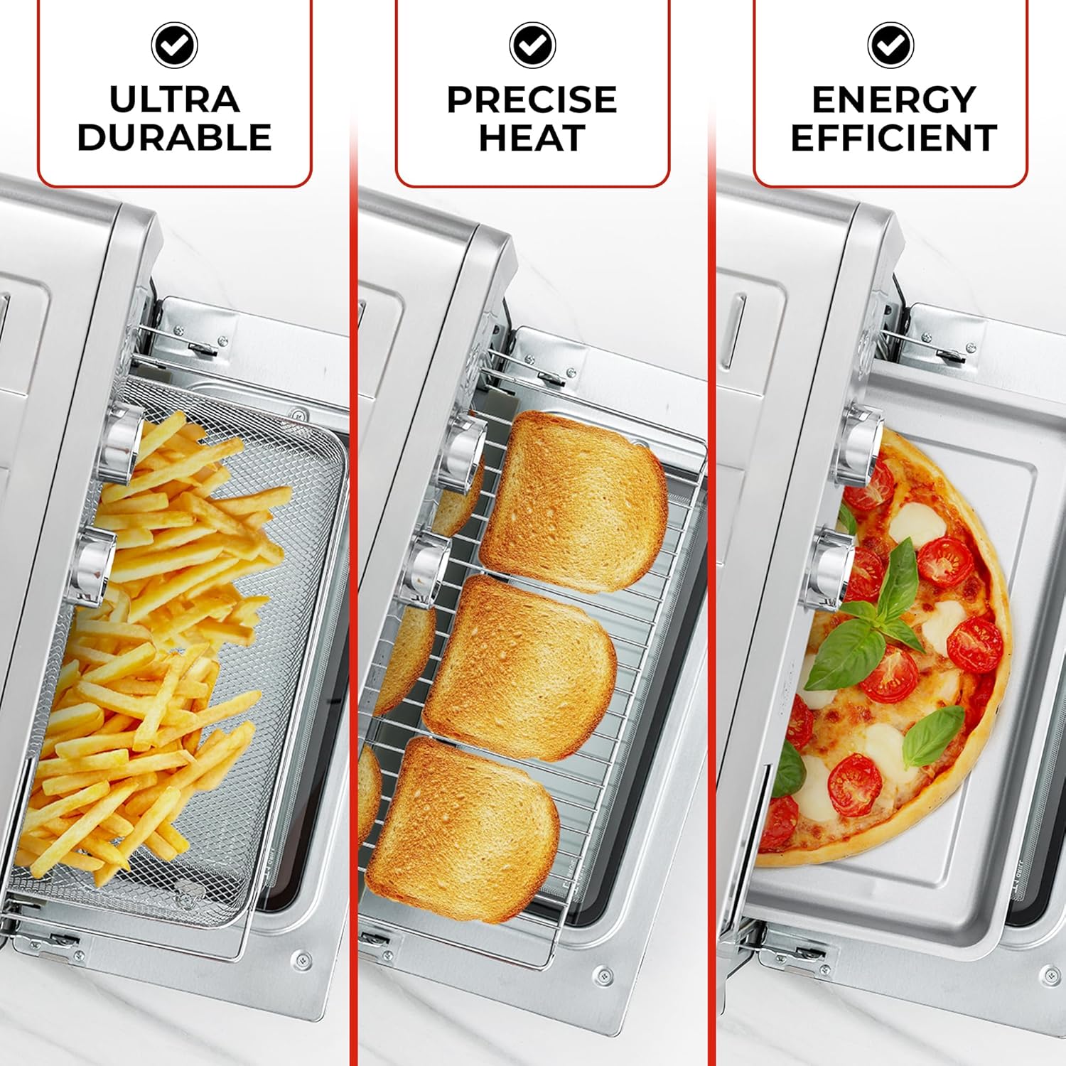 Zulay Large Countertop Air Fryer - Stainless Steel Airfryer Toaster Oven Combo with 21 Functions - 26.4Qt Capacity Stainless Steel Convection Oven with Toast, Bake, Rotisserie & Dehydrate Options