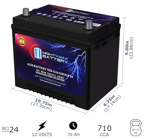 Mighty Max Battery MM-H5 Start and Stop Car BCI Group Size 47 12V 60 AH, 100RC, 680 CCA Rechargeable AGM Car Battery