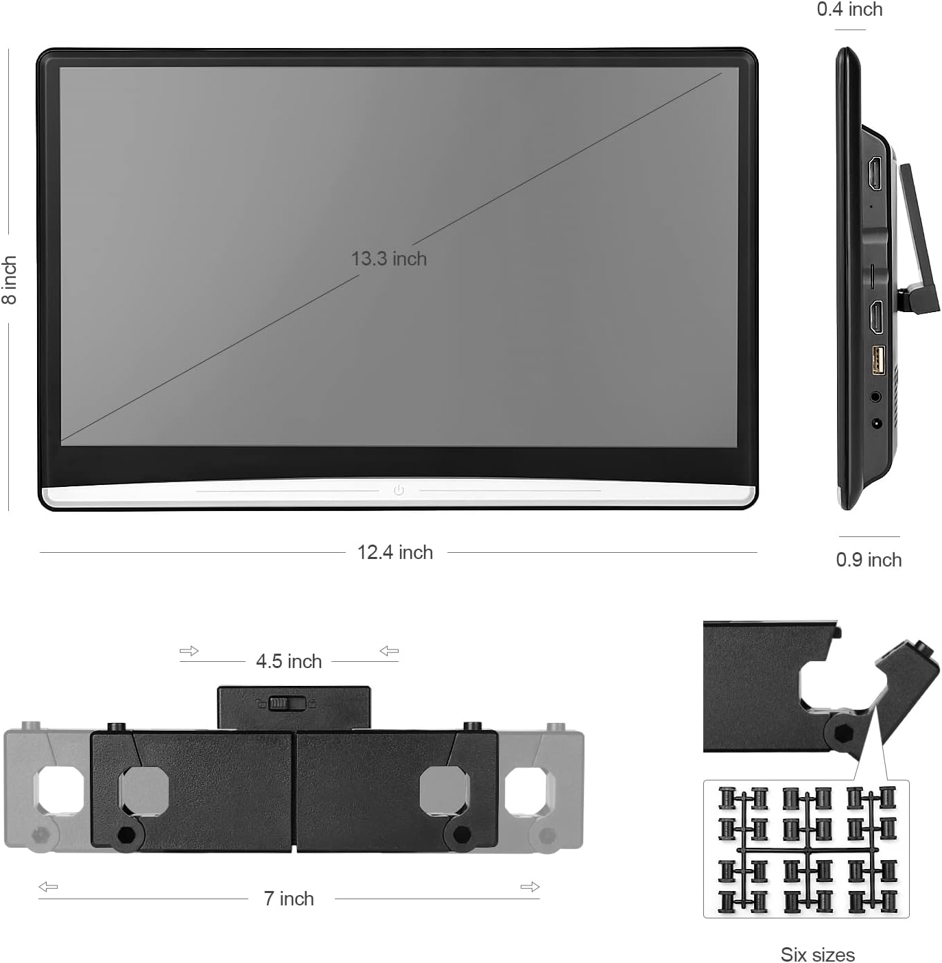 Ventray 13.3 Inch Android 10 Car Headrest Video Player, Universal Backseat TV Monitors, Touch Screen Car TV with WiFi, Bluetooth, HDMI in/Out, USB/TF, 3G Ram + 16G ROM