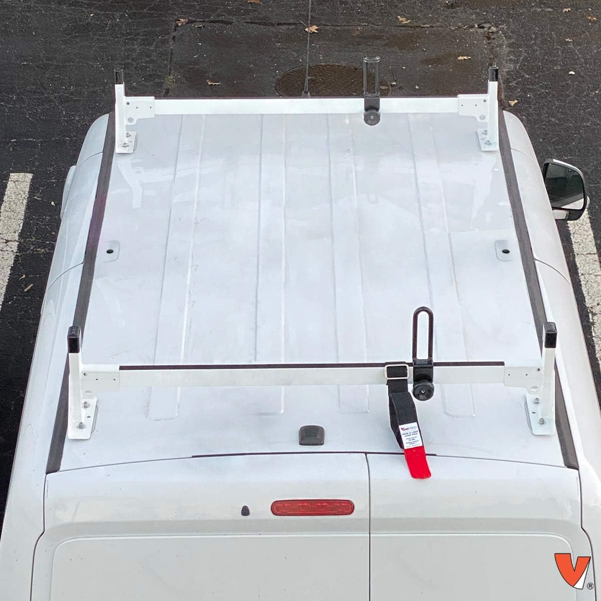 Vantech H1 2 Bar for RAM ProMaster City Steel Ladder roof Rack 2015-On, White