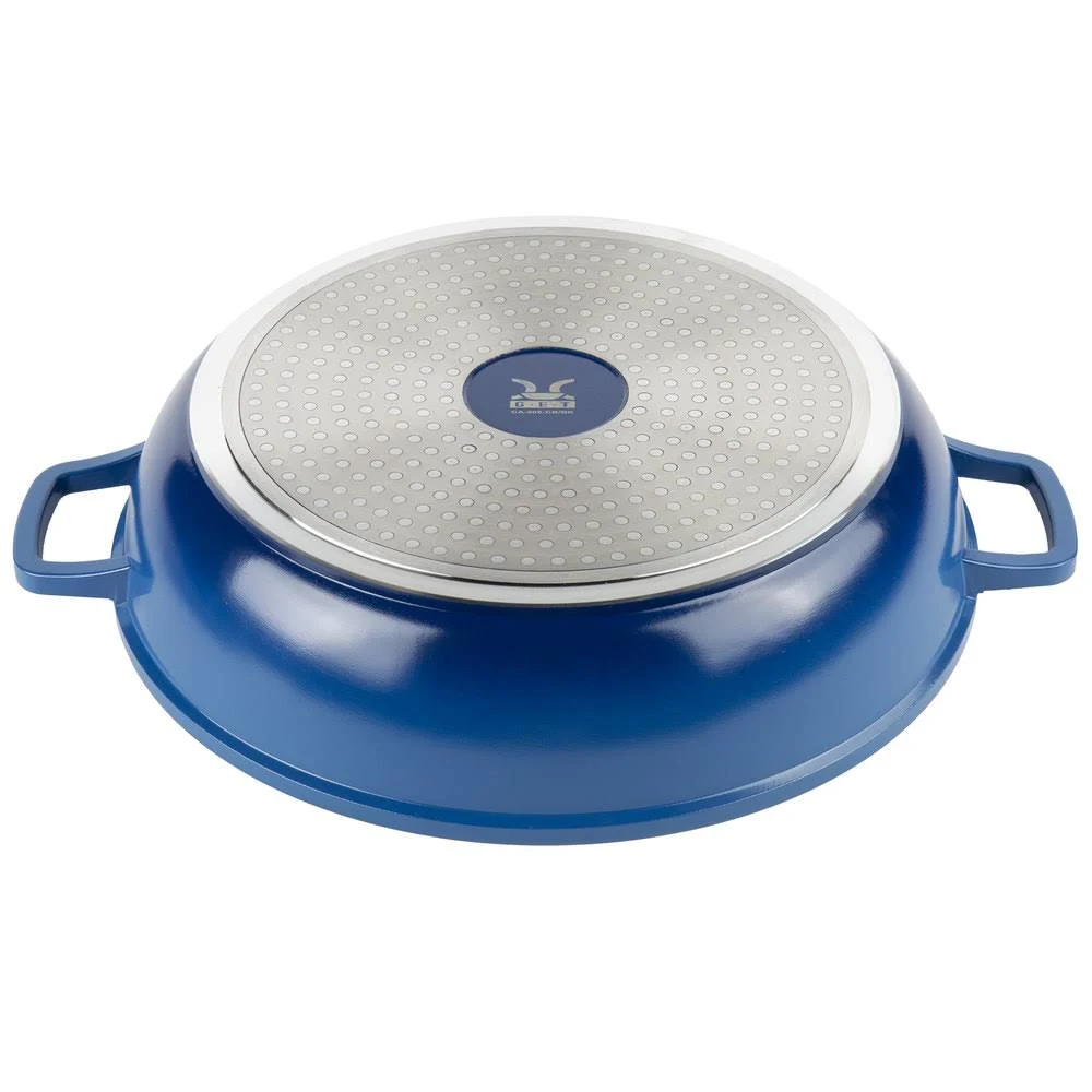 Get Heiss Lightweight Cast Aluminum Braiser Pan / Casserole Dish, 4.5 Quart, Blue