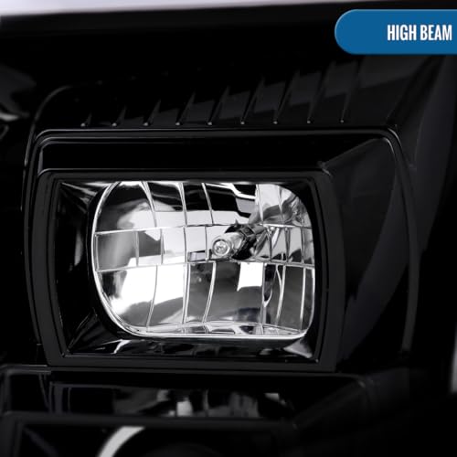 Fits 2007-2014 GMC Yukon XL 1500 2500 Upgraded LED Tube Switchback Sequential Turn Signal Projector Headlights Assembly Pair | Black Smoke