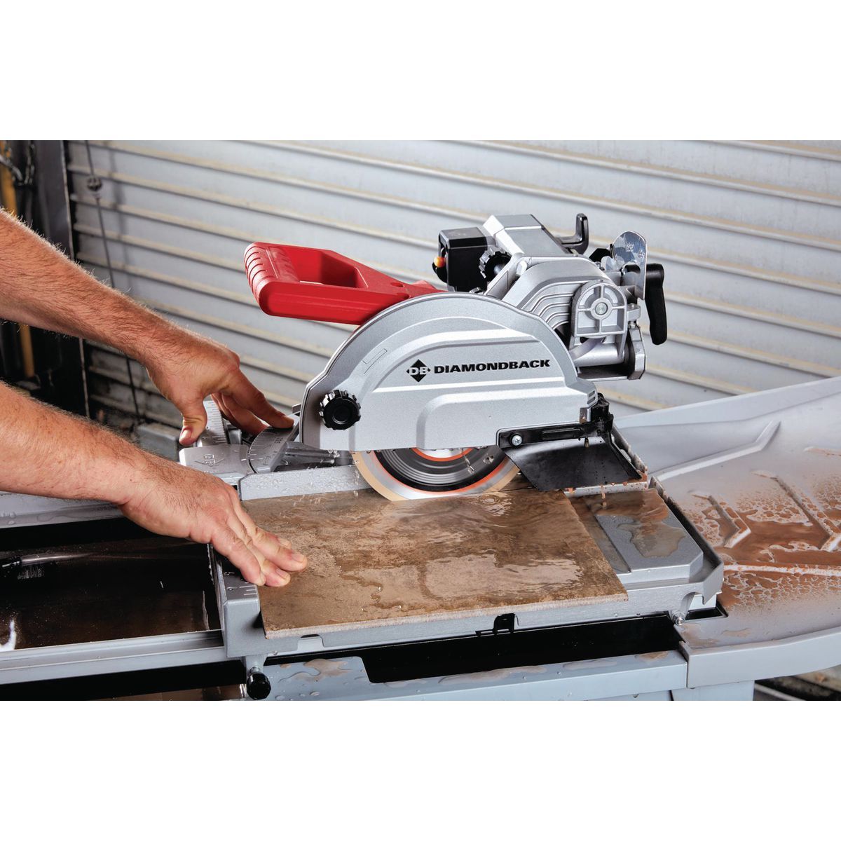 DIAMONDBACK 10 Amp, 7 in. Wet Tile Saw with Sliding Table