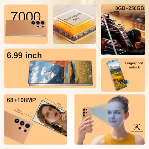 I25 Ultra Unlocked Android Phone 6.99" AMOLED 7000mAh Long-Lasting | Snapdragon 8 Gen3 | 8GB RAM+256GB | 68MP+108MP Pro Camera | Face Unlock + Stylus | Android 14 System (Blue)