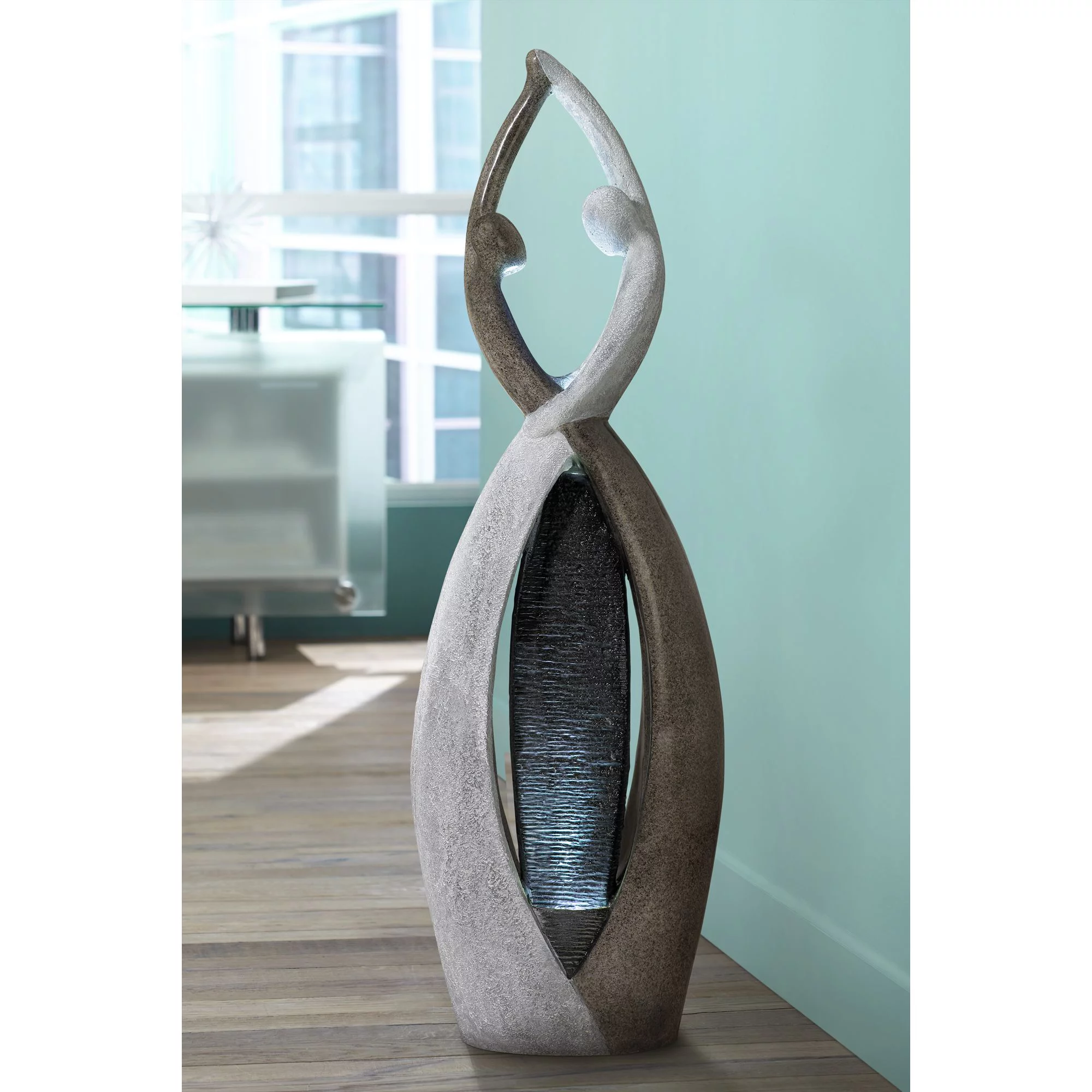 John Timberland Dancing Couple Modern Outdoor Floor Water Fountain with LED Light 57" for Yard Garden Patio Home Deck Porch Exterior Balcony Roof