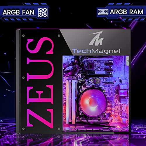 TechMagnet Gaming Desktop PC, Intel i5 4th Gen, Zeus Pro 4, GT 1030 2GB DDR5, 8GB RAM ARGB, 1TB SSD + 4TB HDD, MTG 24 Inch Curved Gaming Monitor, RGB Kit, Windows 11 Pro (Renewed)
