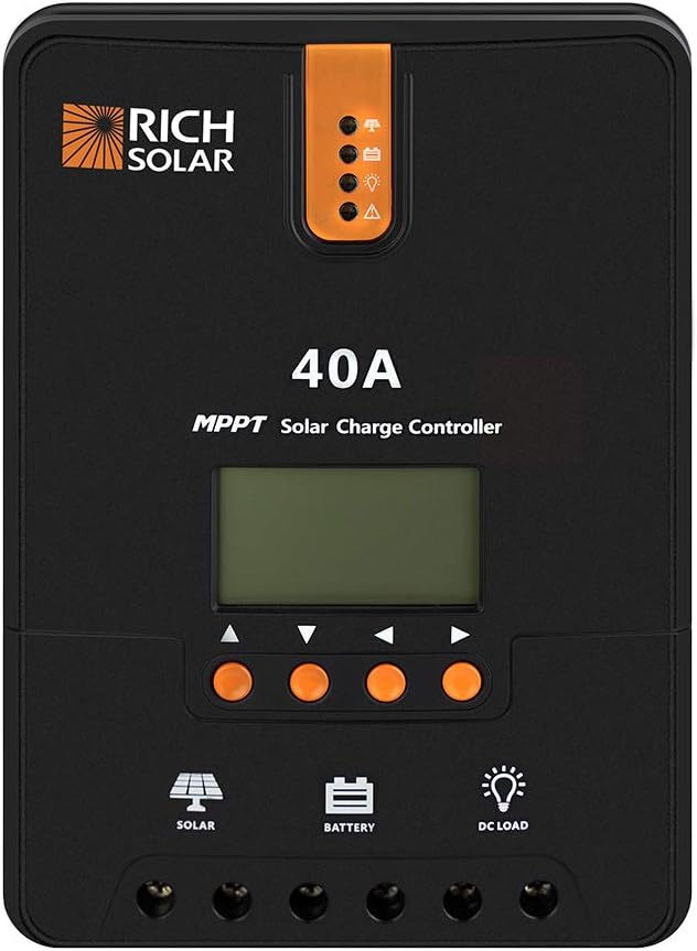 RICH SOLAR 400 Watt 12 Volt 2 Pcs 200W Panel+40A MPPT Charge Controller+ Bluetooth Module Fuse+ Mounting Z Brackets+Adaptor Kit +Tray Cables Set,Grid 12V Solar Power System
