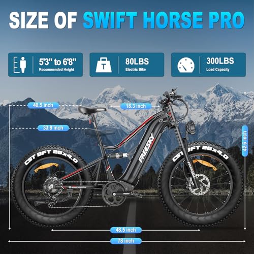 FREESKY 2000W Electric Bike with BAFANG Motor & 48V 30Ah Samsung Cells Battery, 35MPH Max Speed, 120 Miles Range, Full Suspension Mountain Ebike for Adult, 26" Fat Tires, Smart Keys, Hydraulic Brakes