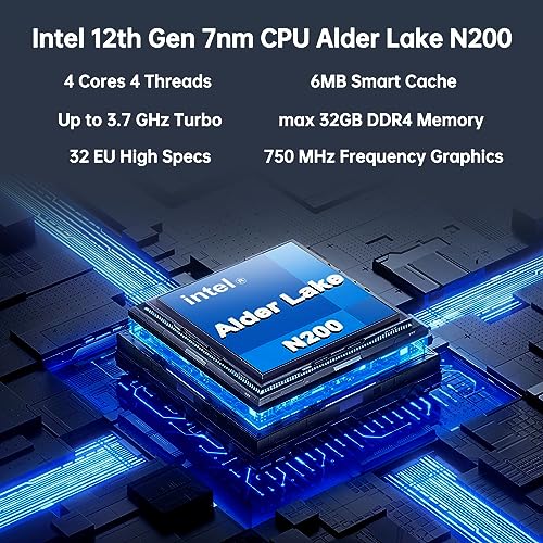 Fanless Mini PC Windows11 Pro 12th Intel Alder Lake-N100 Upto 3.4GHz,TDP 6W,Dual LAN Desktop Mini Computer 8/16GB DDR4 256/512GB NVMe SSD,4K Triple Display/BT 5.2/USB 3.0
