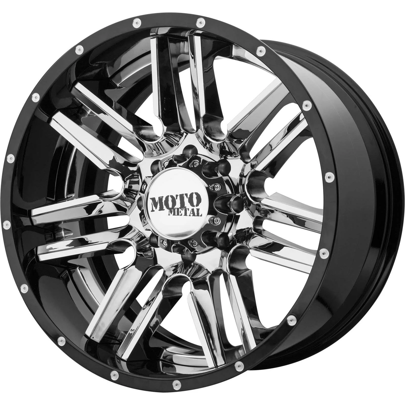 Moto Metal MO202 20x12 6x5.5x22 -44mm Chrome/Black Wheel Rim