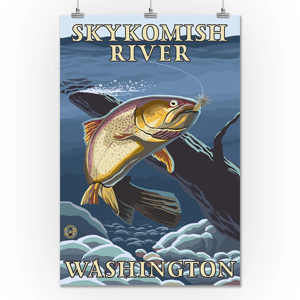 Trout Fishing Cross-Section - Skykomish River, WA - LP Original Poster (24x36 Giclee Gallery Print, Wall Decor Travel Poster)