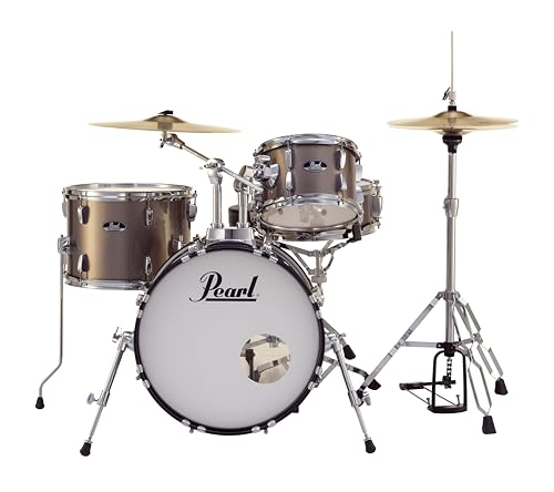 Pearl Roadshow Drum Set 4-Piece Complete Kit with Cymbals and Stands, Charcoal Metallic (RS584C/C706)
