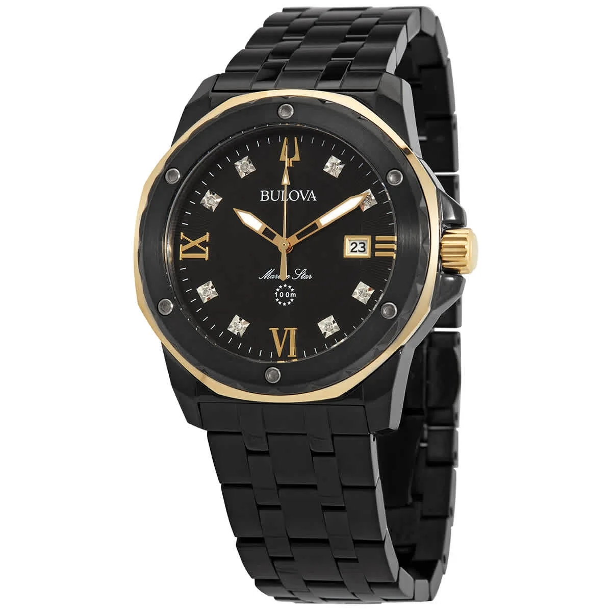 Bulova Marine Star Quartz Diamond Black Dial Men's Watch 98D176 - Curated Treasures Market