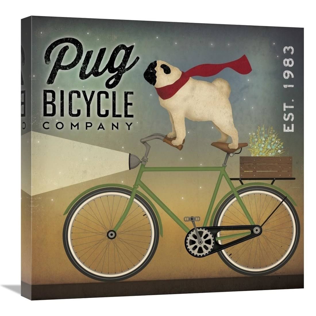 Global Gallery, Ryan Fowler 'Pug on A Bike' Stretched Canvas Artwork (30 x 30)