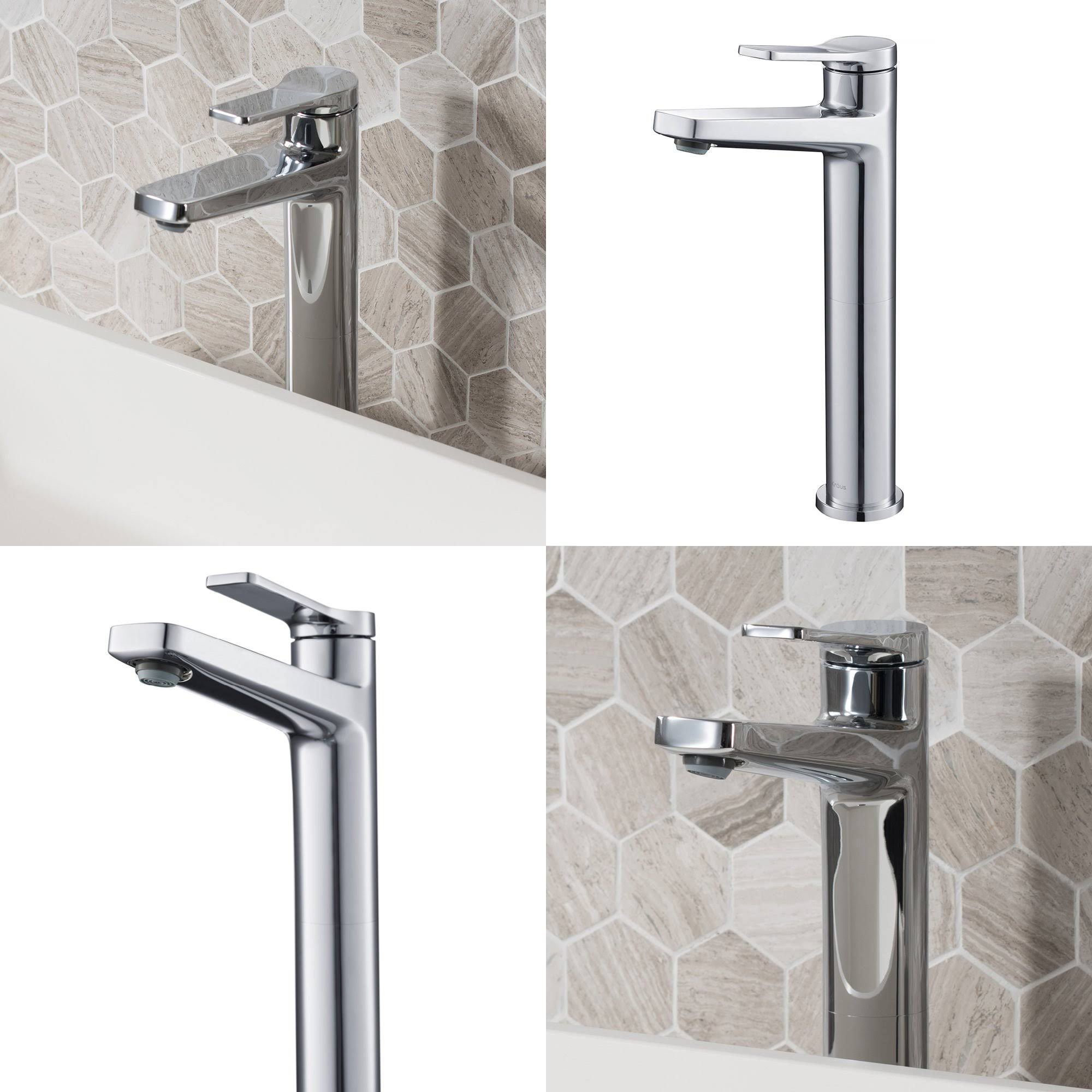 Kraus Indy Single Handle 2-Pack Vessel Bathroom Faucet Spot Free Stainless Steel