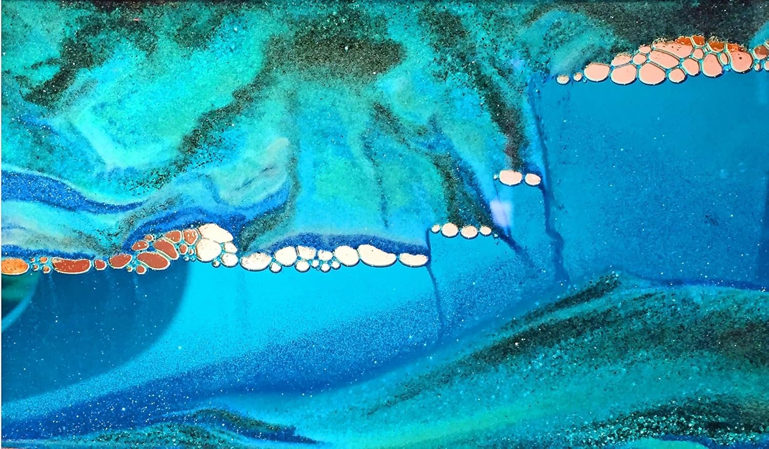 Exotic Sands Art in Motion Md21 - Colored Sandscapes - Made in USA Medium Cherry Frame (Ocean Blue)