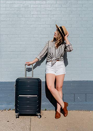 Samsonite Freeform 21-Inch Hardside Carry-On Luggage - Hardshell Carry-On Suitcase - TSA, Airline-Approved - Expandable Hard Shell, Smooth Rolling Spinner Wheels for Lightweight Travel - Navy