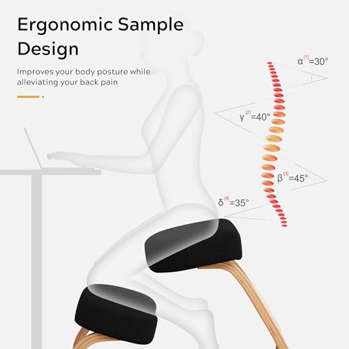 Ergonomic Kneeling Chair,Adjustable Kneeling Desk Chair for Desk with Cushion,Posture Kneeling Chair for Relieving Neck and Back Pain,Kneeling Office Chair for Office Home.