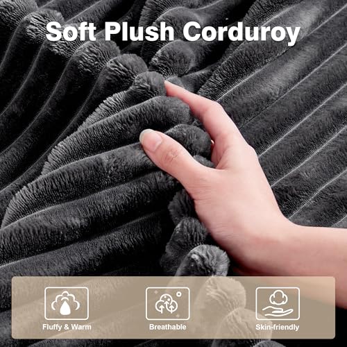 ovios Rocking Chair with Ottoman, Glider Chair with Foot Rest, Plush Corduroy Recliner with Arms, Comfy Lounge Chair for Living Room Bedroom Home, Grey