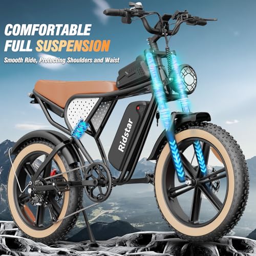 Electric Bike for Adults Q20, 2000/1500W, 37/30MPH,52V 40AH,48V/20AH E-Bike,30-180 Miles Electric Motorcycle, 20" Fat Tire Dirt Bike, UL2849 All Terrain for Mountains, Snow, Sand, Road