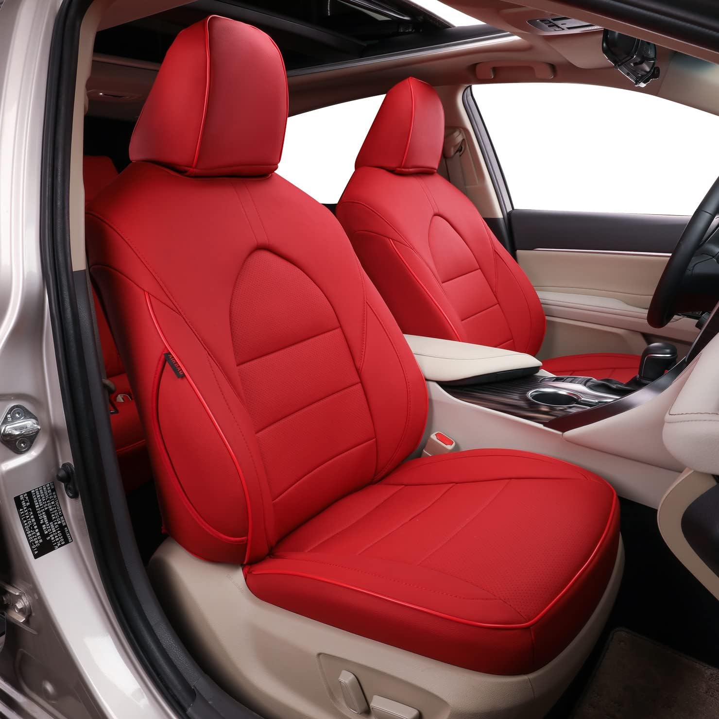 EKR Custom Fit Full Set Car Seat Covers for Select Toyota Camry L LE XLE 2012 2013 2014 2015 2016 2017 (Not for Hybrid) - Leatherette (Black)
