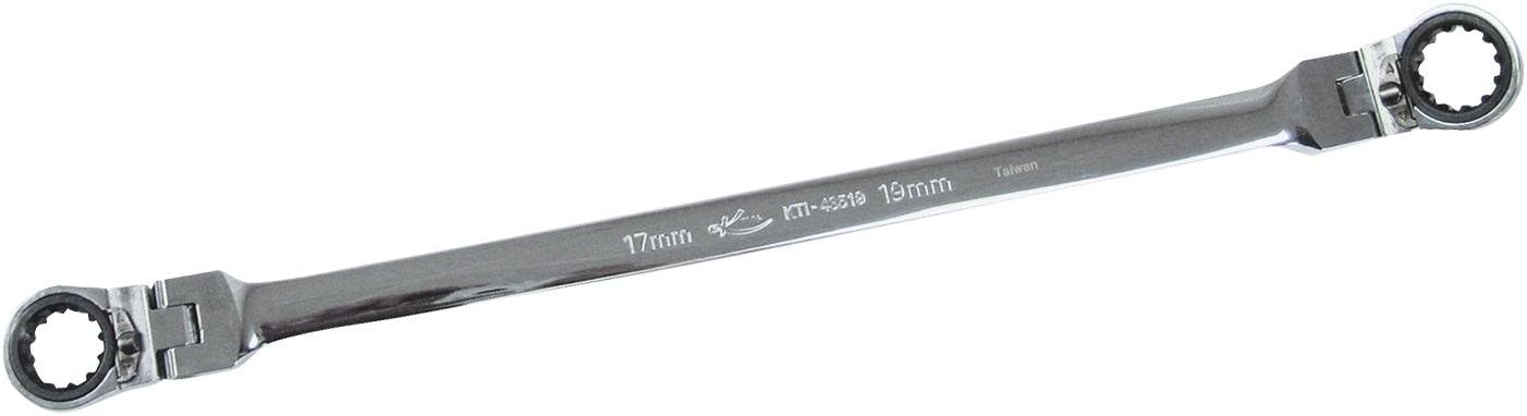 K Tool International 17mm x 19mm Metric X-Long Double Box Flexible Reversible Spline Ratcheting Wrench KTI43519 Pack of 2
