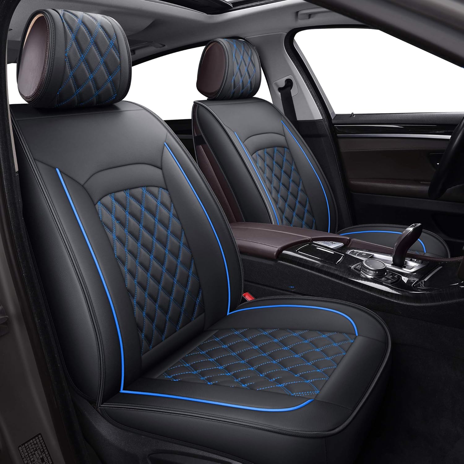 LUCKYMAN CLUB 12-SLX Car Seat Covers for SUV with Faux Leather, Also fit for Most Sedan (SLX-Black & White)