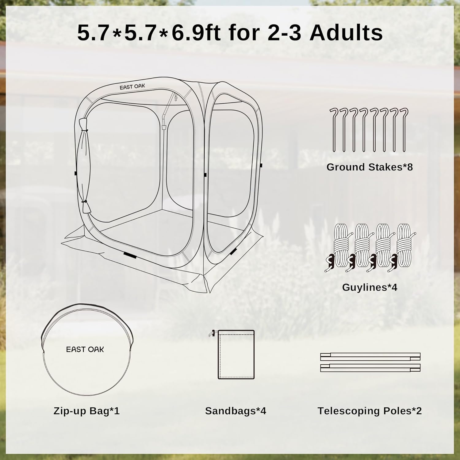 EAST OAK Screen House Tent Pop-Up, Portable Screen Room Canopy Instant Screen Tent 6 x 6 FT with Carry Bag for Patio, Backyard, Deck & Outdoor Activities, Light Green