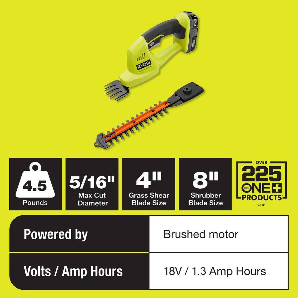Ryobi P2910 ONE+ 18-Volt Lithium-Ion Cordless Grass Shear and Shrubber Trimmer