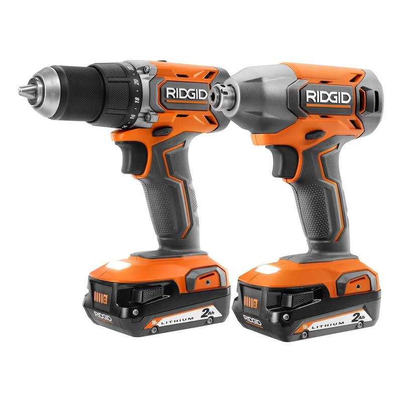 Ridgid 18V Cordless 2-Tool Combo Kit with Drill/Driver, Impact Driver, 2.0 Ah Batteries, and Charger - Shop Hardware Tools Online Store