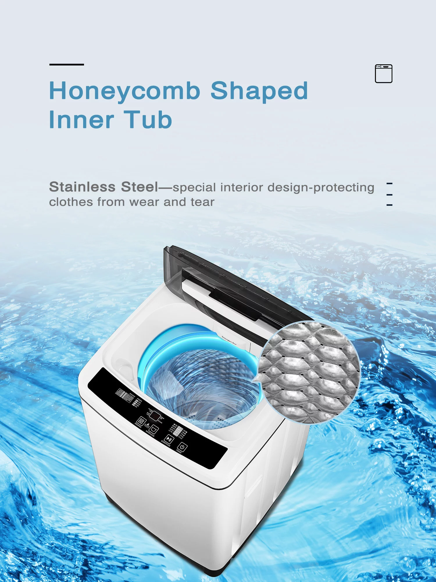Portable Washing Machine 1.5 Cu.Ft, Compact Washer with 11lbs Capacity, 8 Wash Programs Laundry Washer with Drain Pump, Full Automatic Washer for Apartments, Camping, Dorms, College Rooms, Rv’s, White