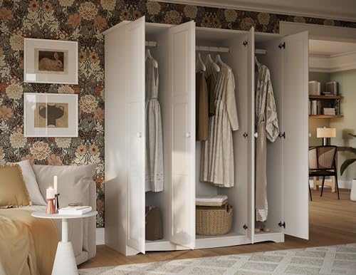 Palace Imports 100% Solid Wood Regal Wardrobe Armoire w/Mirrored Doors & Clothing Rods, Black, 60.25" w x 72" h x 22.75" d. Renewable Eco-Friendly Wood, Made in Brazil