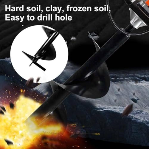 85cc 4HP Post Hole Digger Gas Powered, Gas Earth Auger/Ice Auger, with 3 Drill Bits 4"/8"/12" + 2 Extension Bar, One Man Earth Auger for Planting Fence, EPA Compliant Post Hole Auger