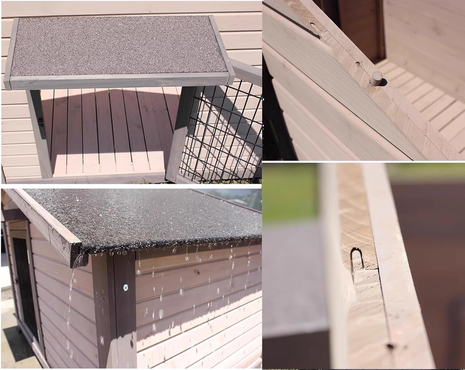 Dog House Outdoor xlarge Weatherproof with Air Vent & Elevated Floor & Door Window, Sturdy & Well Built Wooden Dog House for Pets - Simple and Easy to Put Together & Weather Resistant, Grey