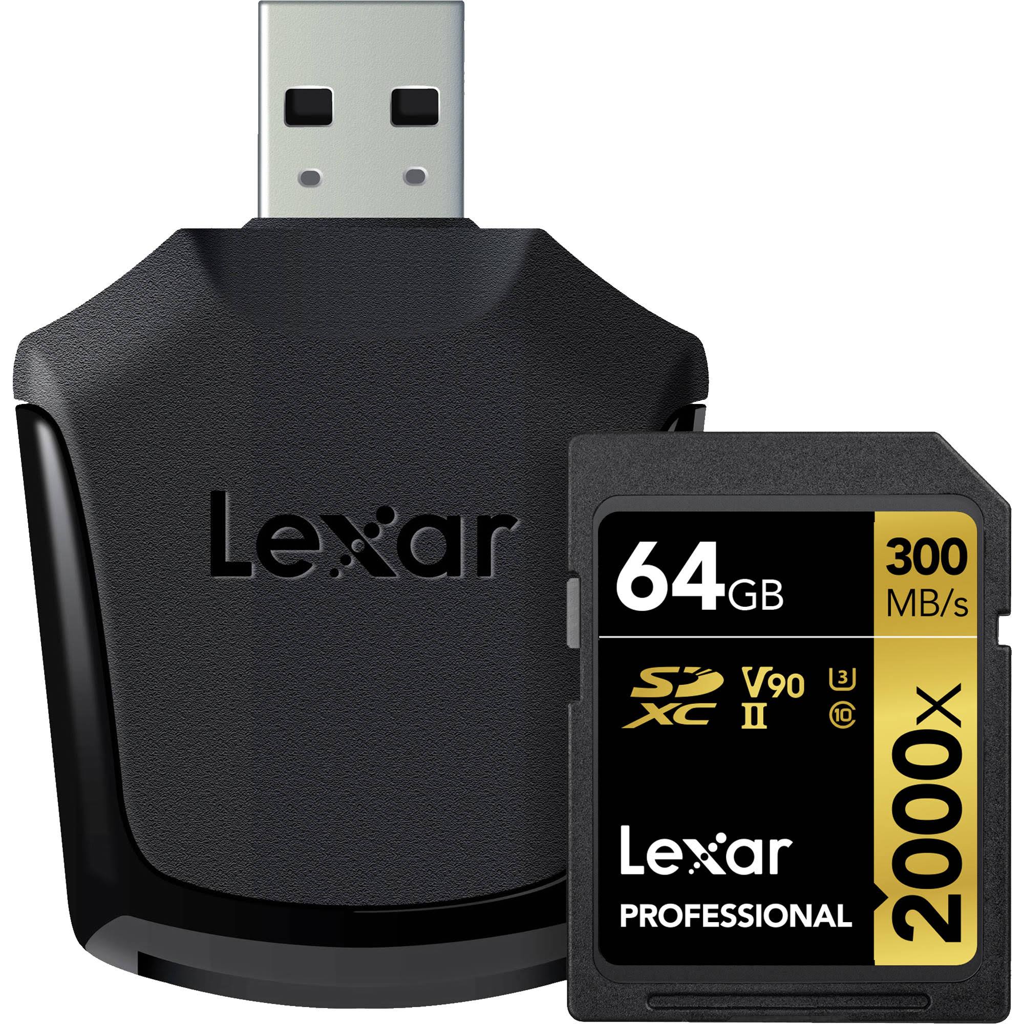 Lexar LSD64GCBNA2000R Professional 2000X 64GB SDXC UHS-II Memory Card