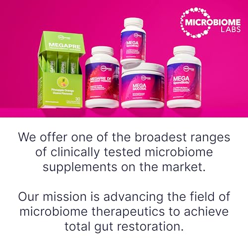Microbiome Labs MegaSporeBiotic Probiotics for Digestive Health - Mens & Womens Probiotic Nutritional Supplements with Spore Based Bacillus Coagulans & Bacillus Subtilis for Gut Health (180 Capsules)