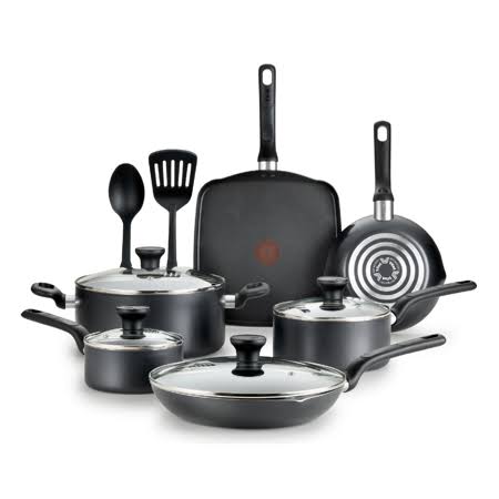 T-Fal Easy Care Nonstick Cookware, 12 Piece Set, Grey, B087sc64, Size: 22.09 x 11.26 x 12.72 in, Gray
