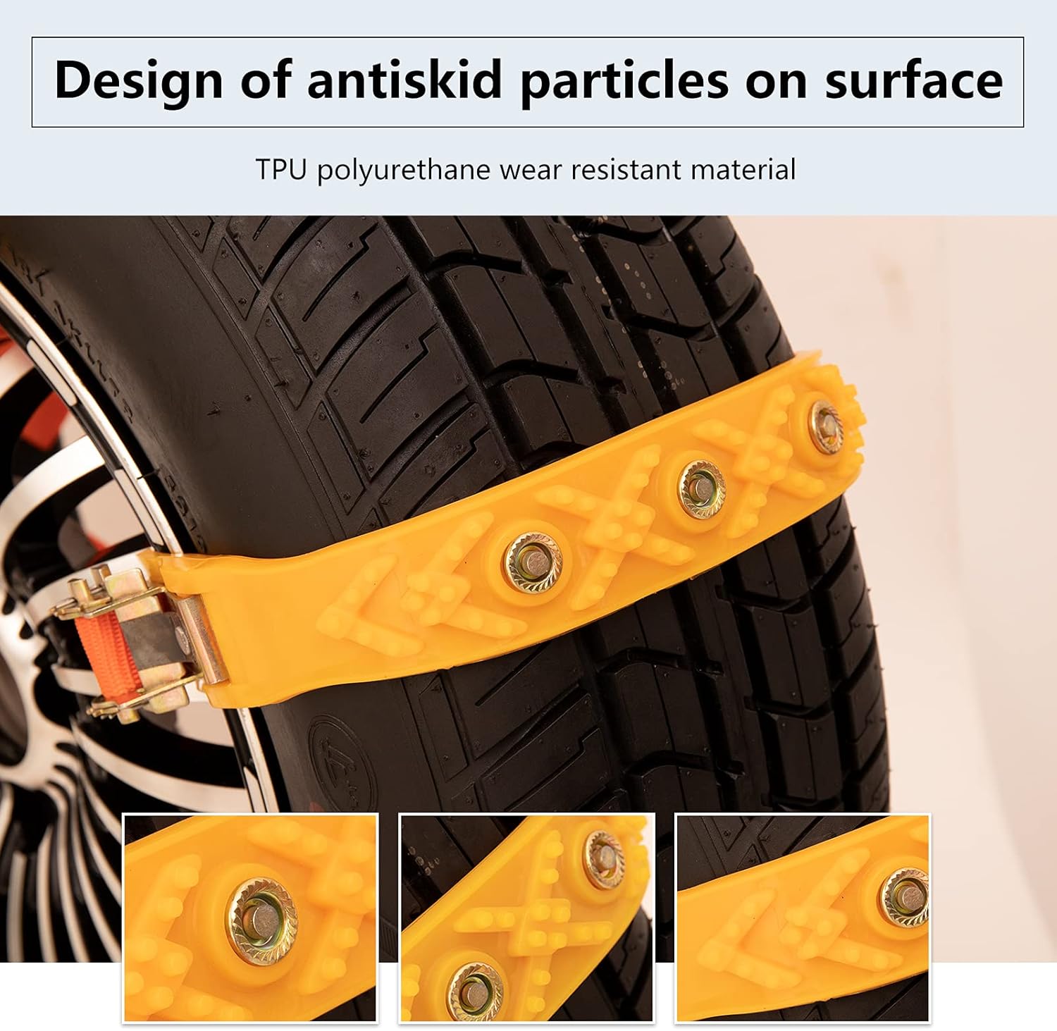 Universal Snow Chains for Cars/SUV/ LT Truck/Pickup Adjustable Traction Tire Chains for Tyres Width 145-285mm (5.71-11.2 inch)Easy to Mount Emergency Traction Snow Tyre Chains for Icing,Mud, Sand
