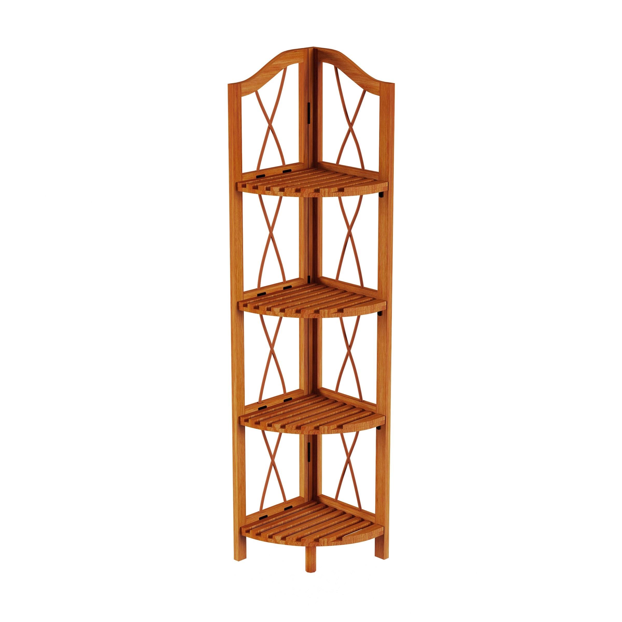 Lavish Home 4-Tier Folding Corner Bookcase