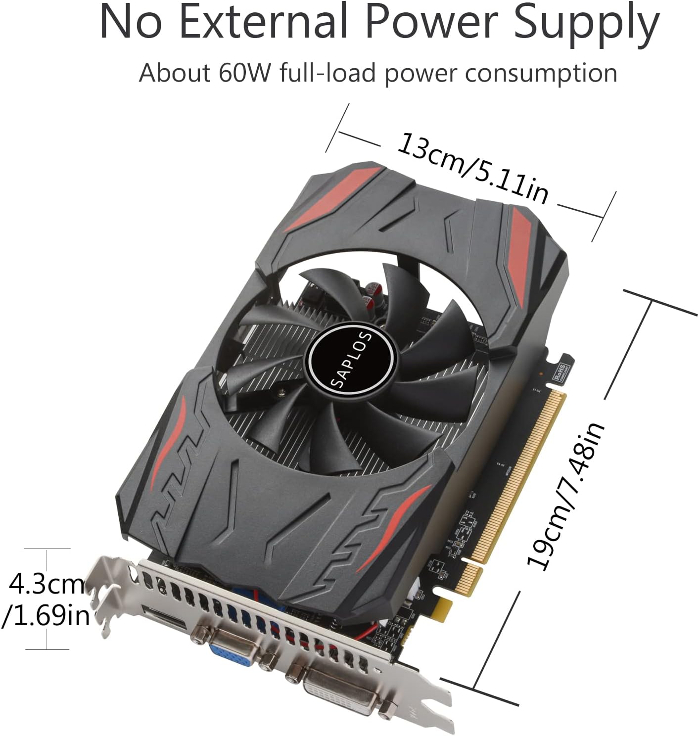 SAPLOS Radeon HD7670 Graphics Card,2GB,128bit, DDR3, HDMI/VGA/DVI,PCI Express 2.0 X16, 650MHz Core Frequency Desktop Gaming Video Card for PC,DirectX 11