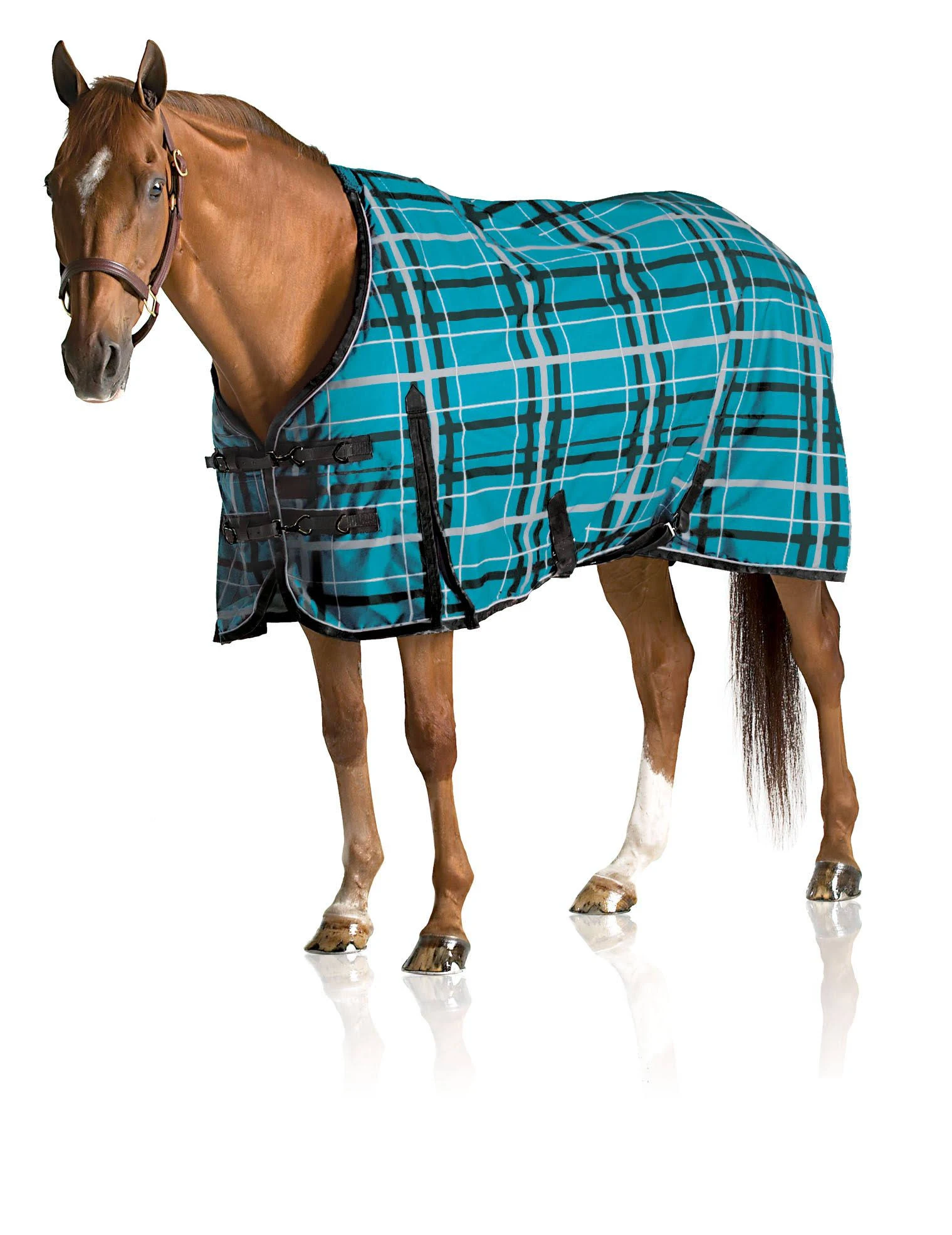 Pessoa Alpine 1200D Turnout Sheet - Juniper/Clay Plaid
