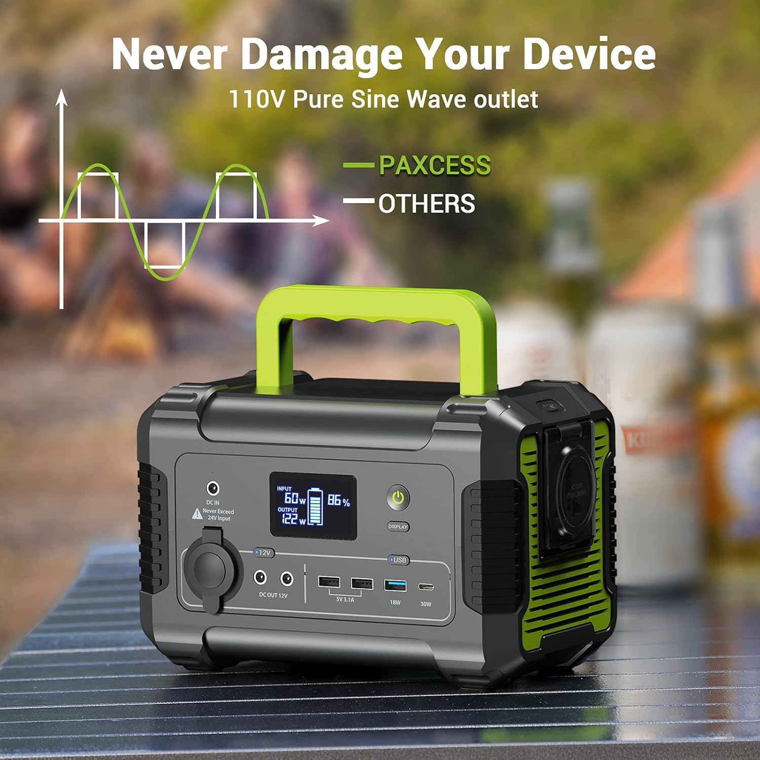 PAXCESS Portable Power Station 200W, 230Wh/62400mAh Emergency Backup Lithium Battery, 110V Pure Sine Wave AC Outlet, QC 3.0, USB-C PD Input/Output, Solar Generator for Home/Outdoor Camping Adventure