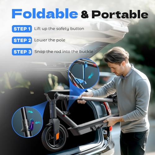 SISIGAD Electric Scooter Adults 10" Tires, 600W Peak Motor, Max 22 MPH Speed, 30 Miles Long Range, Portable Folding E-Scooter for Commuting with Dual Brakes, LCD Display APP Control