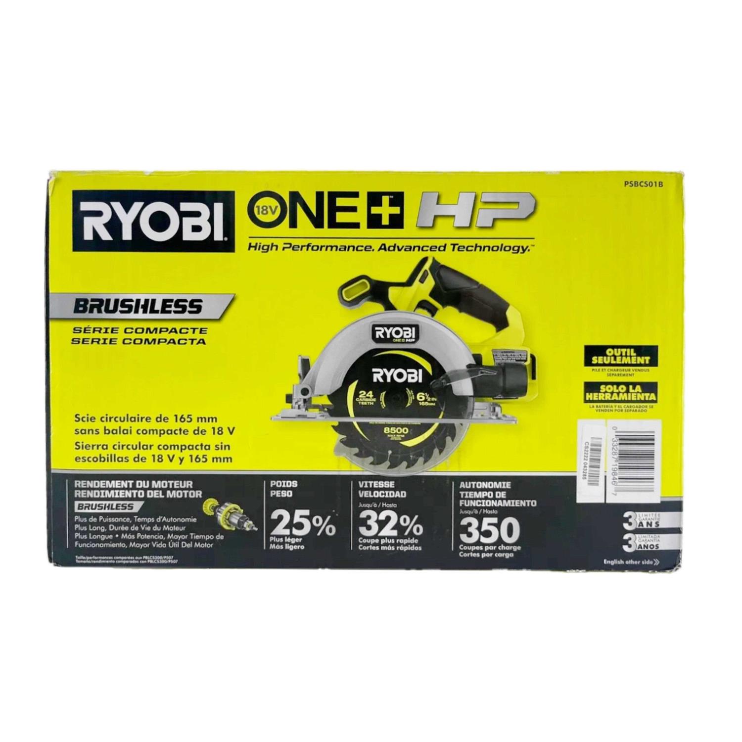 RYOBI ONE+ HP 18V Brushless Cordless Compact 6-1/2 in. Circular Saw - Shop Hardware Tools Online Store
