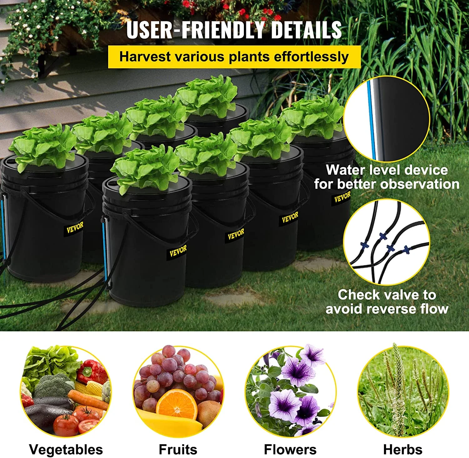Vevor SSSPXTYX8110VT55FV1 5 gal DWC Hydroponic System