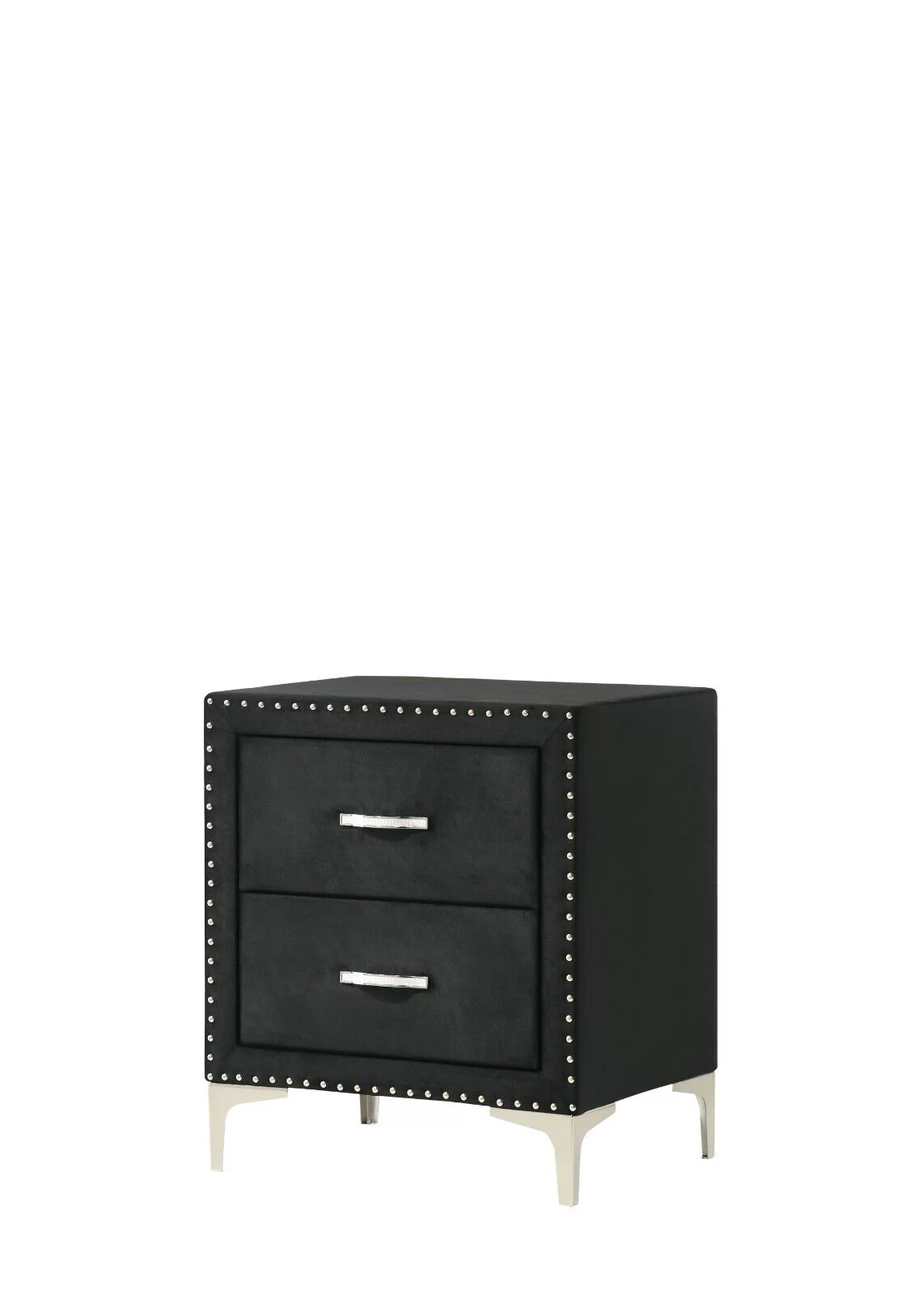 Modern Glamourous 6pc Queen Size Bed Dresser Mirror Nightstands Chest Bedroom Set Black Velvet Upholstery Furniture